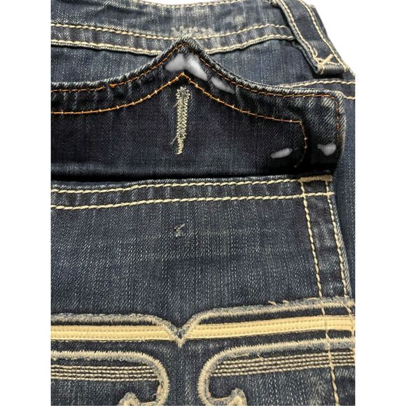 Rock Revival Mens Dark Wash Sebastian Boot Cut Denim Jeans Size 40 - Picture 4 of 11